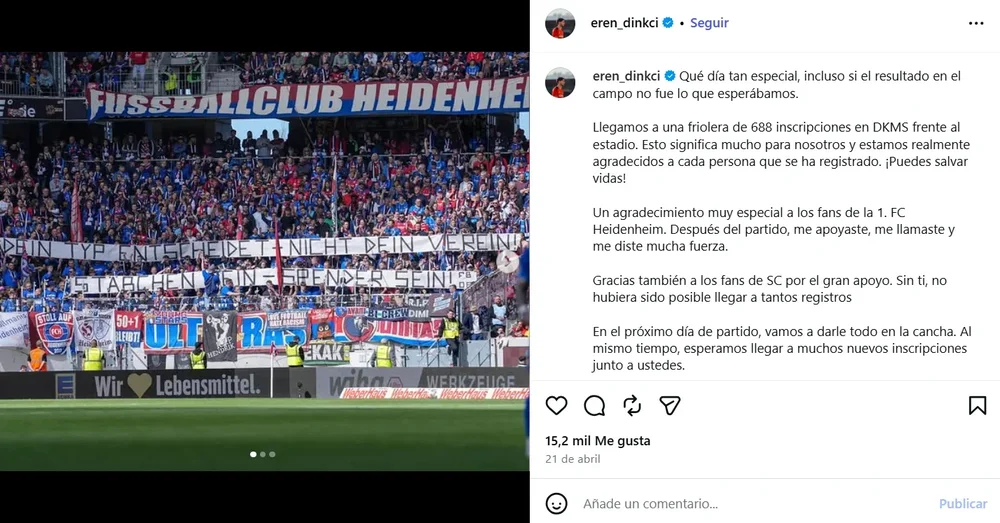 La campaña de los aficionados del Heidenheim en favor de la campaña de donación.